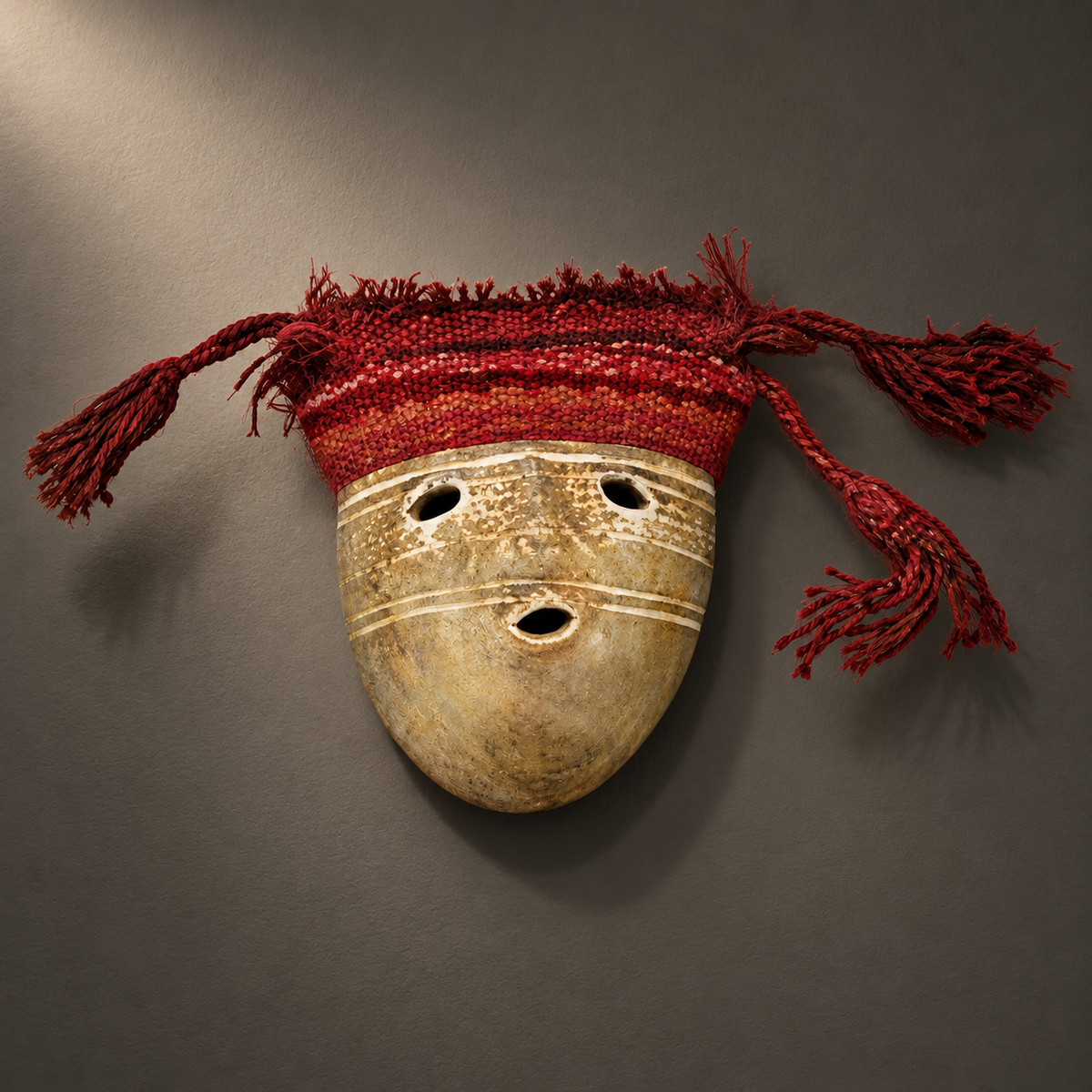 Máscara Festiva Chancay — Exposición museográfica. Ambientación digital basada en la fotografía de catálogo; elementos del escenario no incluidos.