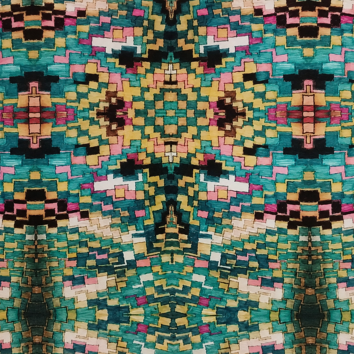 Cuadro Trama Turquesa — Acercamiento de motivos. Detalle y ambientación digital basados en fotografía original; solo área documentada. No representa bordes o enmarcado no fotografiados. Elementos de escena no incluidos.