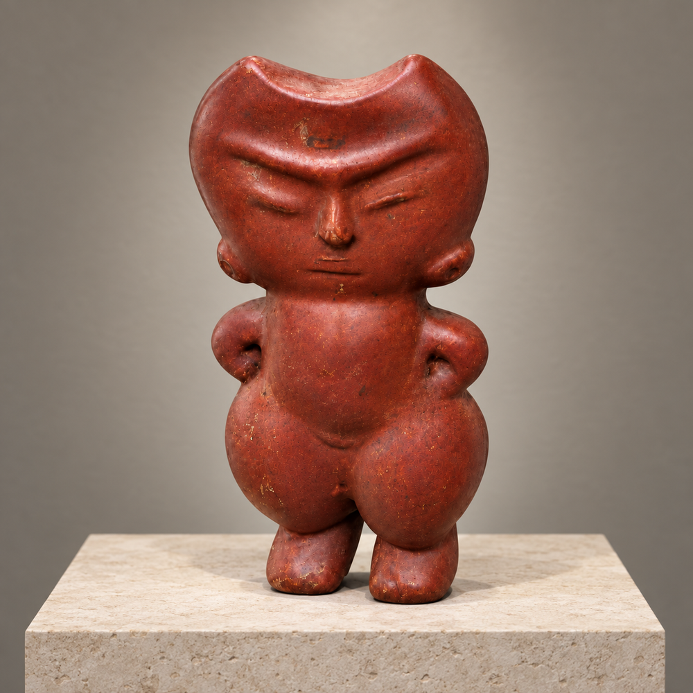 Figurina Vicús Amuleto de Fertilidad — Galería museográfica. Ambientación digital basada en la fotografía del producto.