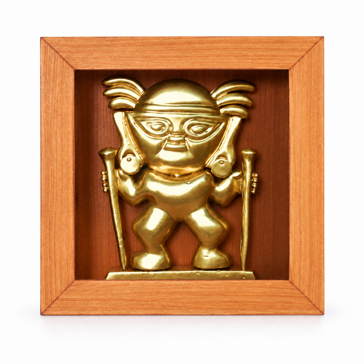 Señor con Báculos · Shadow Box de MDF de 17 × 17 × 2,5 cm, acabado tono madera. Edición digital basada en la fotografía de referencia.