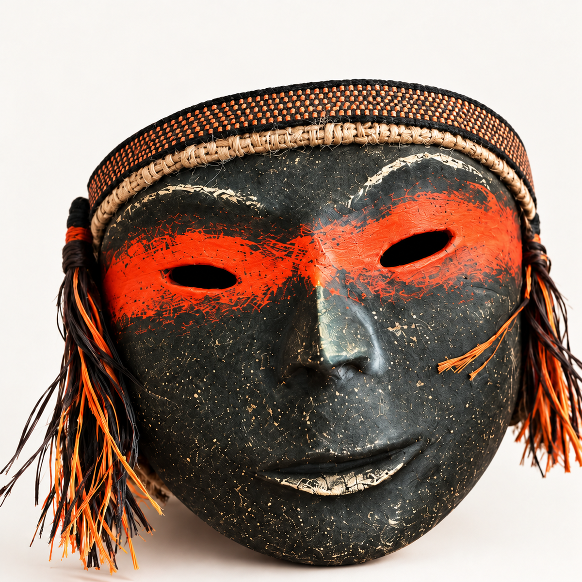 Amuletos Incas · detalle de la máscara mayor · fuera de la caja; ambientación digital a partir de la imagen de catálogo. Elementos del escenario no incluidos.