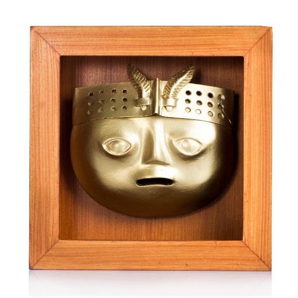 Mini Máscara Sicán en Shadow Box MDF