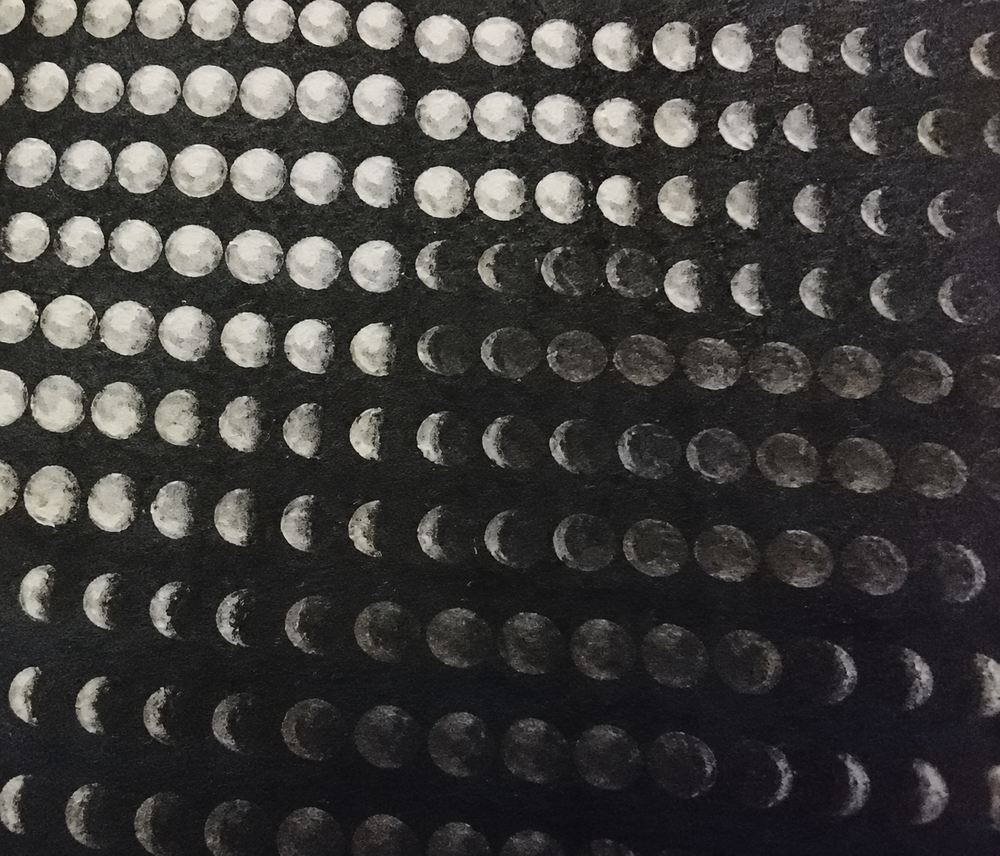 Cuadro Cadencia Lunar — Acercamiento de motivos. Detalle y ambientación digital basados en fotografía original; solo área documentada. No representa bordes o enmarcado no fotografiados. Elementos de escena no incluidos.