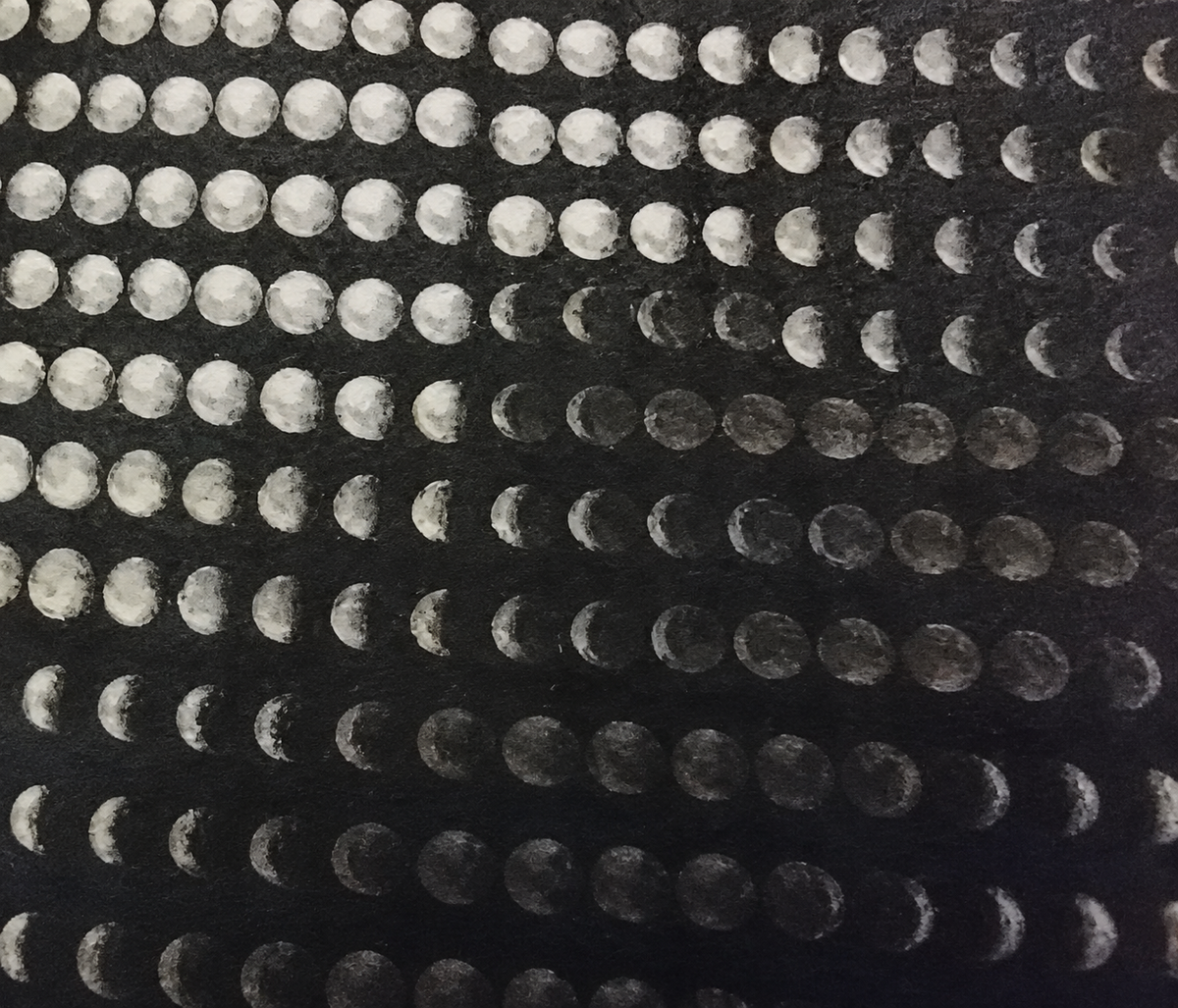 Cuadro Cadencia Lunar — Acercamiento de motivos. Detalle y ambientación digital basados en fotografía original; solo área documentada. No representa bordes o enmarcado no fotografiados. Elementos de escena no incluidos.