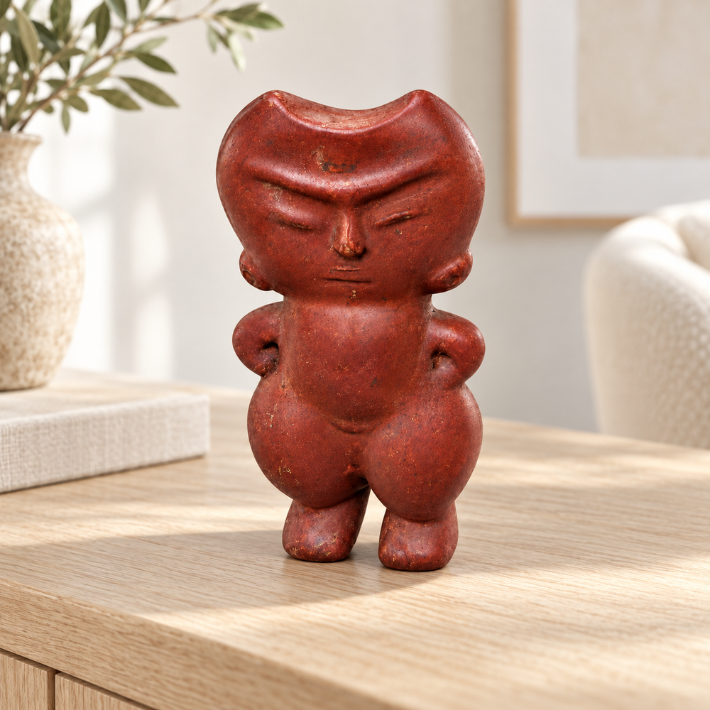 Figurina Vicús Amuleto de Fertilidad — En un interior. Ambientación digital basada en la fotografía del producto.