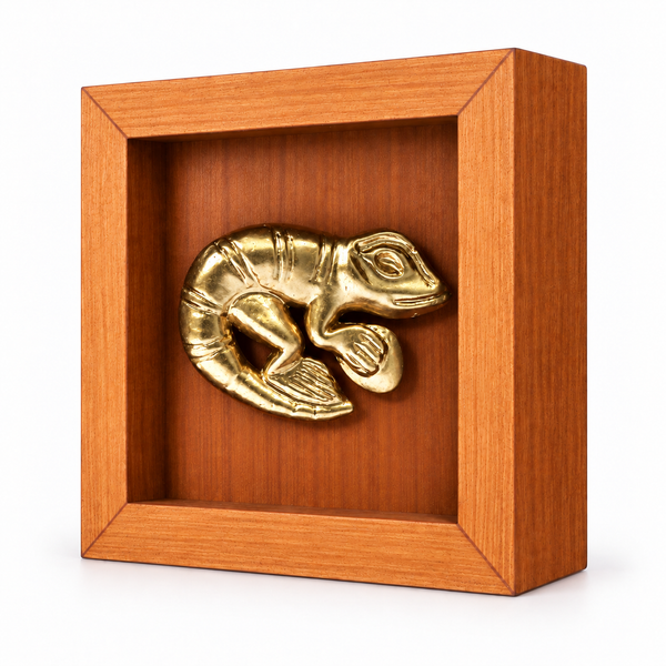 Lagarto Mochica · Mini Shadow Box 7 × 7 cm