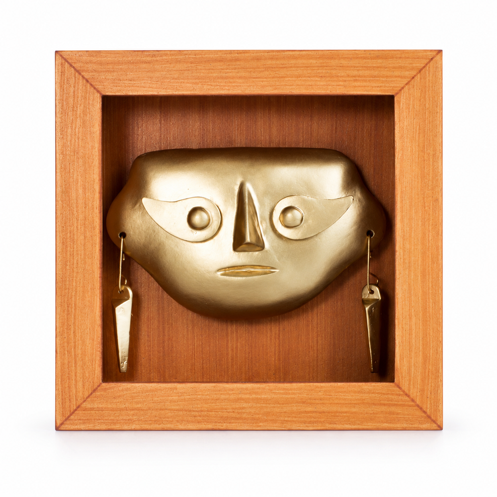 Lambayeque en Shadow Box — vista frontal, Shadow Box de MDF 13 × 13 × 4 cm; edición digital basada en la fotografía del producto.