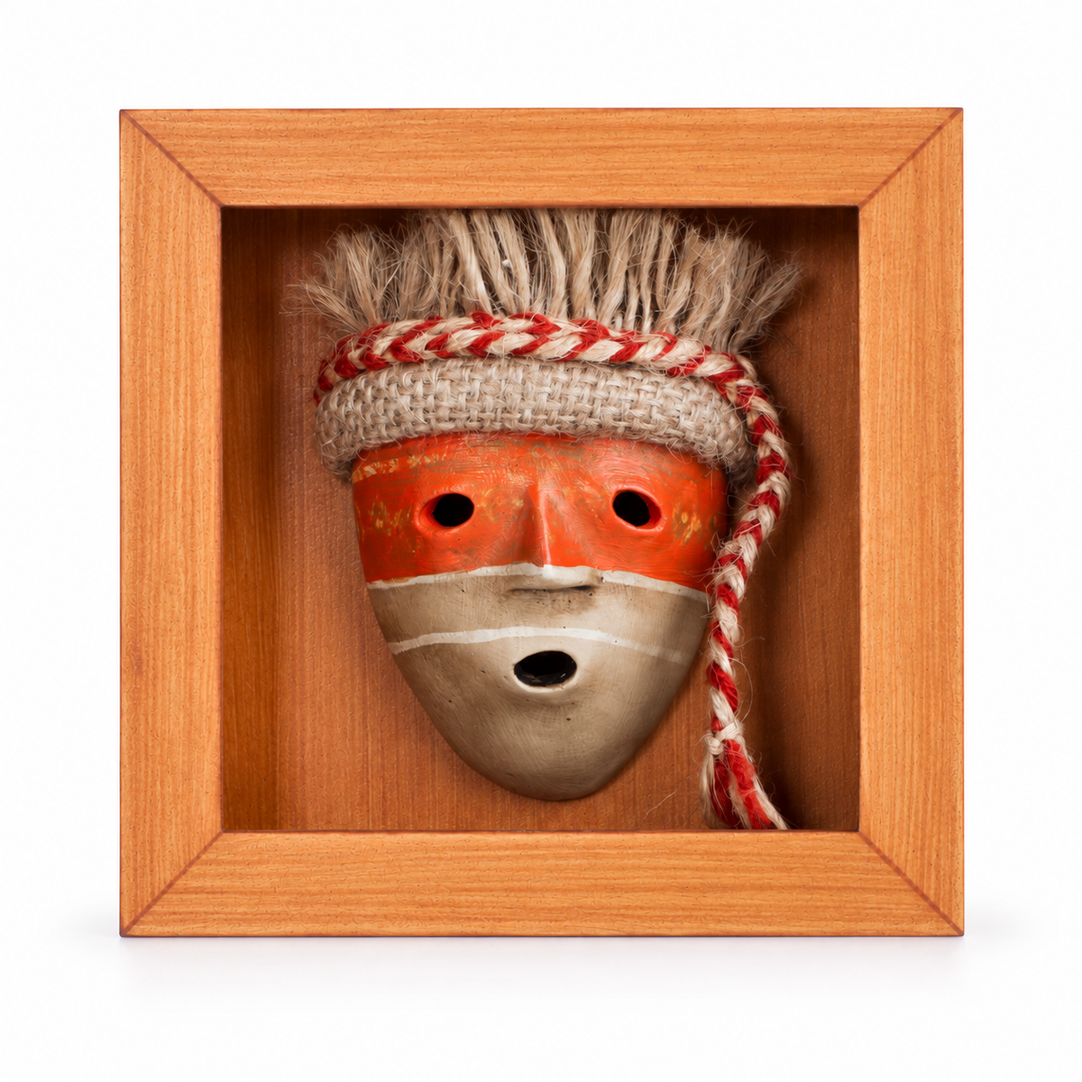 Danza Chancay — vista frontal, Shadow Box de MDF 13 × 13 × 4 cm; edición digital basada en la fotografía del producto.