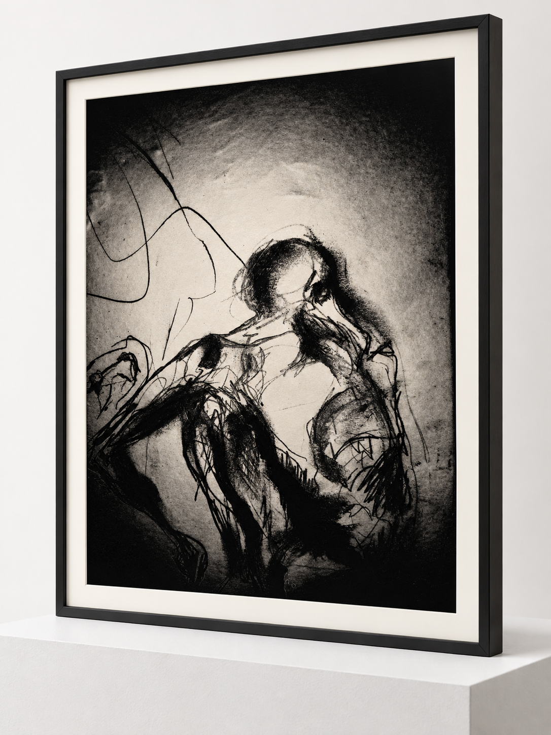 Ambientación digital de El peso del silencio, de Pedro D'onofrio Dibos, en estudio blanco con marco ilustrativo en vista diagonal.