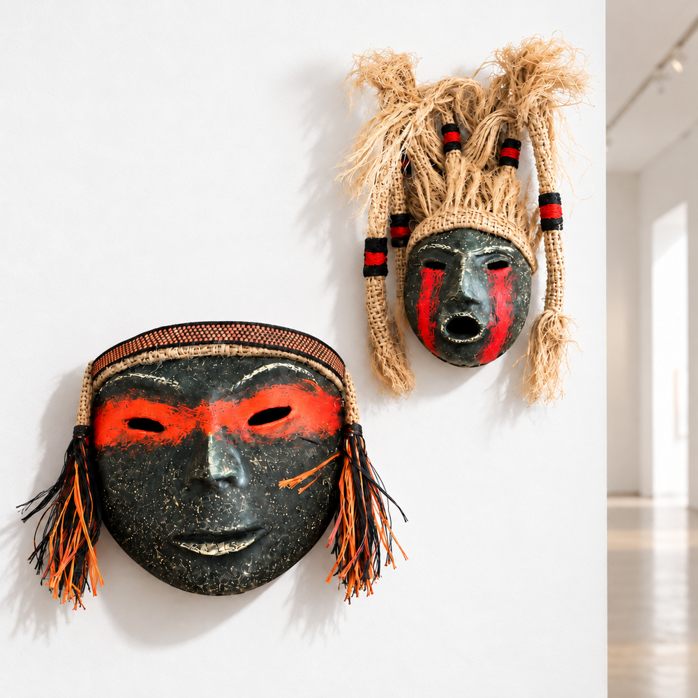 Amuletos Incas · el conjunto fuera de la caja · museo; ambientación digital a partir de la imagen de catálogo. Elementos del escenario no incluidos.
