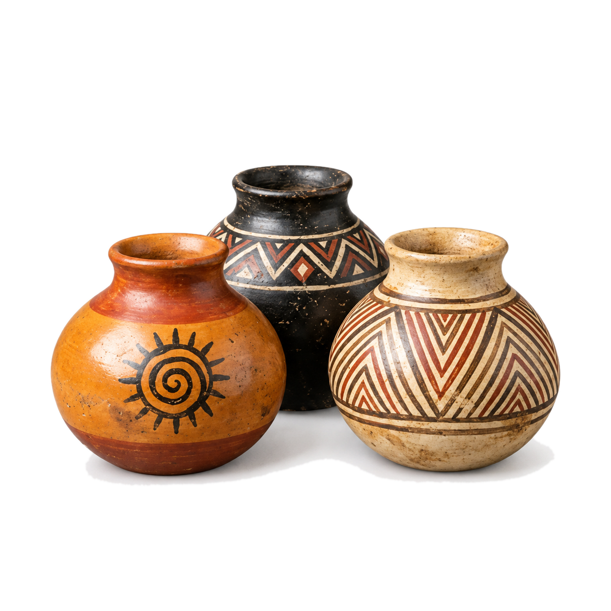 Set de Mini Tinajas Globulares Policromadas (Mocahuas de Chazuta)